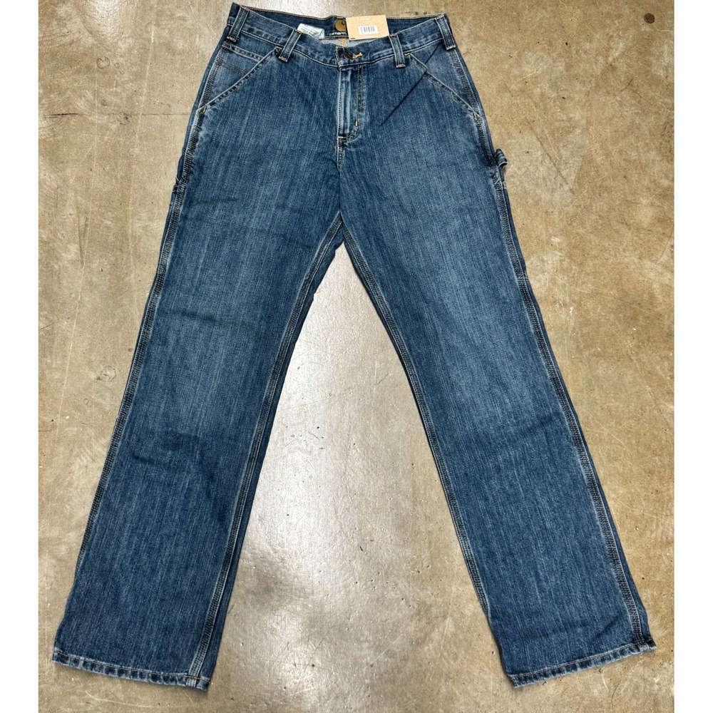 Size 30 x 32 - Carhartt Rugged Flex Relaxed Fit Carpenter Blue Denim Work Pants